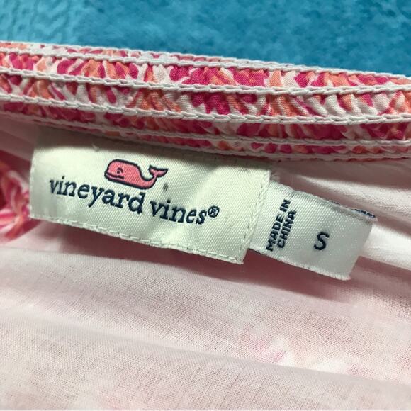 Vineyard Vines Tiny Leaves Swing Beach Dress Pink and White - Picture 9 of 10